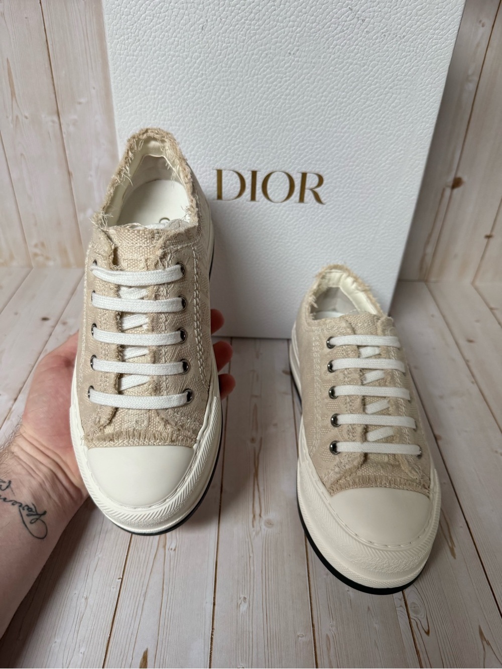 Christian Dior Oblique Walk'N'Dior Platform Sneakers Beige Natural Sz 36.5 / 6.5 - Picture 8 of 13